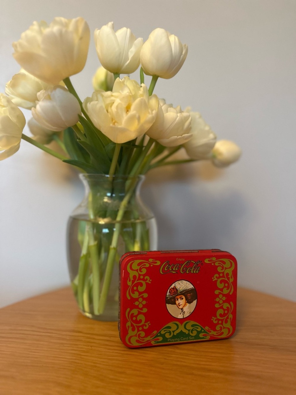 Vintage Coca Cola Tin and Playing Card Set Gibson Girl